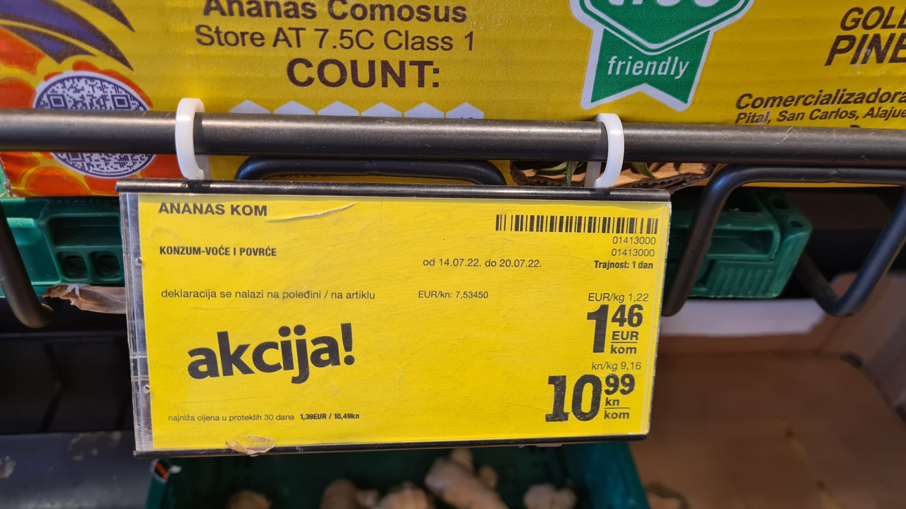 U nekim dućanima u Šibeniku već su iskazane cijene u eurima