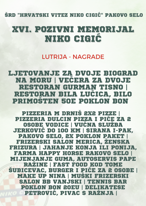 West Ham iz Ražina i Pakovo Selo odlučit će o pobjedniku Memorijalnog turnira Hrvatski vitez Niko Cigić
