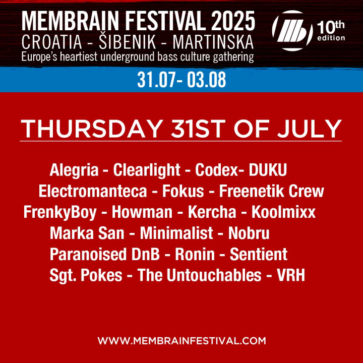 Jubilarni 10. Membrain Festival: Četiri dana na Martinskoj, više od 80 Dj-eva i izvođača iz cijele Europe