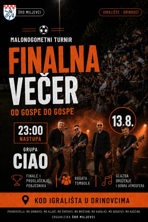 FOTO Finalni dan malonogometnog turnira na Miljevcima 'Od Gospe do Gospe' u četvrtak, uz koncert grupe Ciao