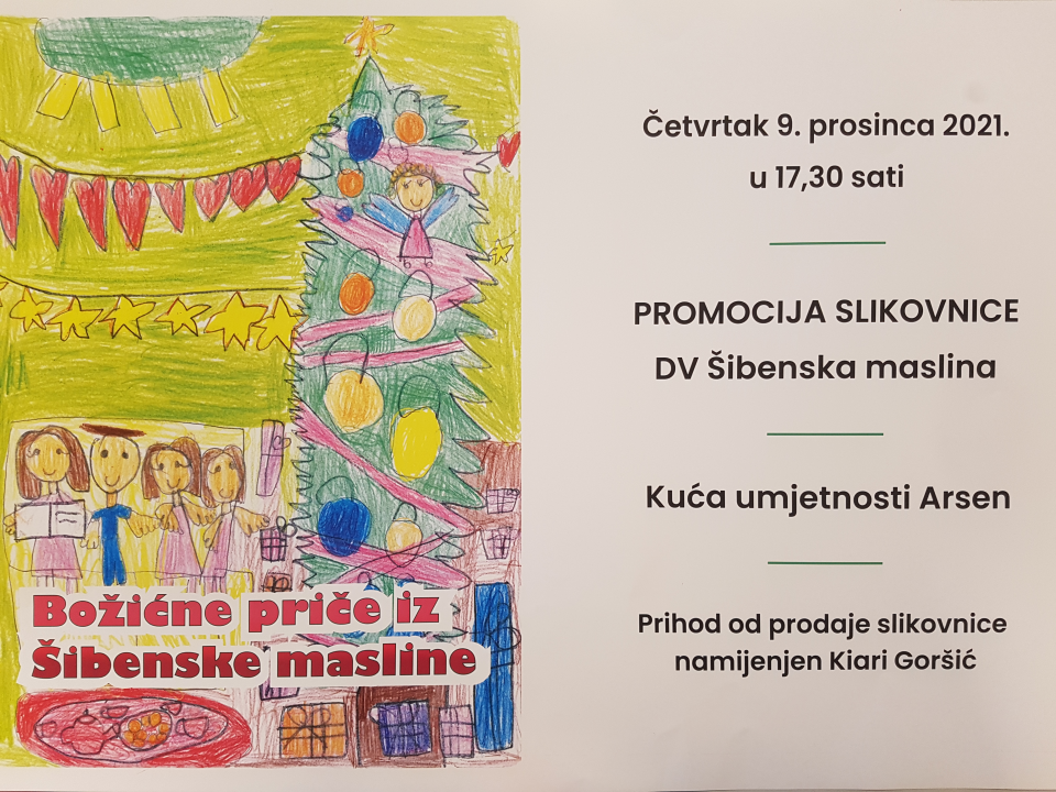 U četvrtak promocija slikovnice 'Božićne priče Šibenske masline': Sredstva prikupljena od prodaje idu za liječenje malene Kiare 