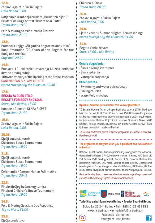 Betina priprema bogato ljeto: Koncerti, regate, sportska natjecanja i tradicija na svakom koraku