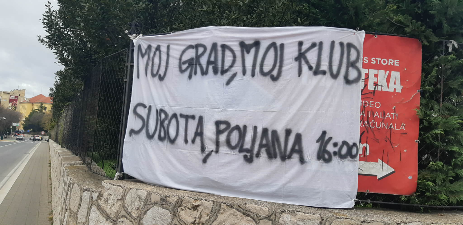 FOTO 'Šibenčani na noge' – Funcuti po gradu izvjesili transparente kojima pozivaju na subotnji mirni skup za spas HNK Šibenika