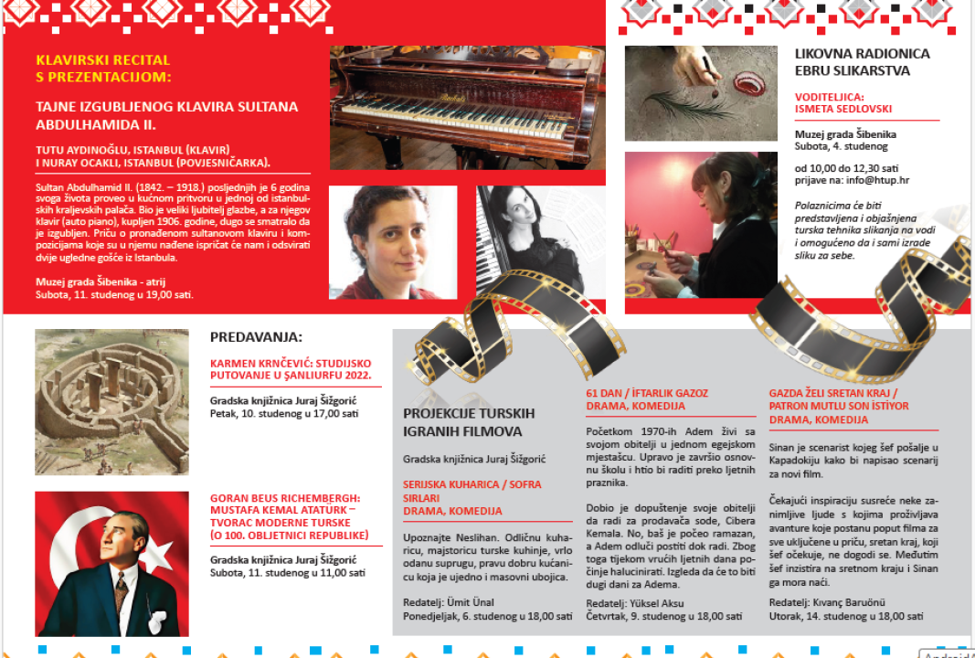 Dani turske kulture u Šibeniku: Očekuju vas radionice, izložbe, glazbena večer, filmovi… 