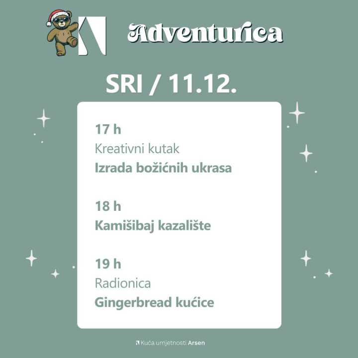 Kreće Adventurica: Radionice, predstave i igre za najmlađe u Kući umjetnosti Arsen